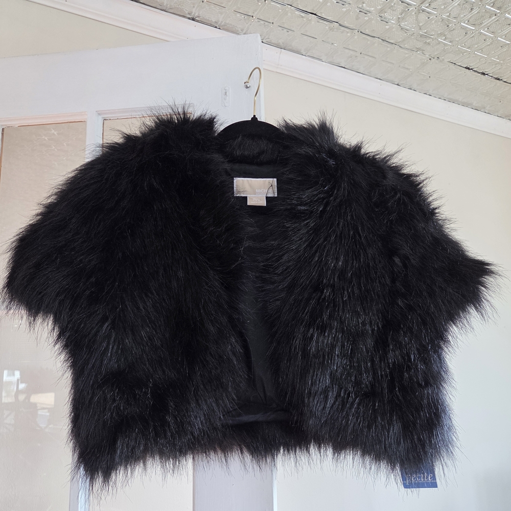 Michael Kors Black Faux Fur Jacket